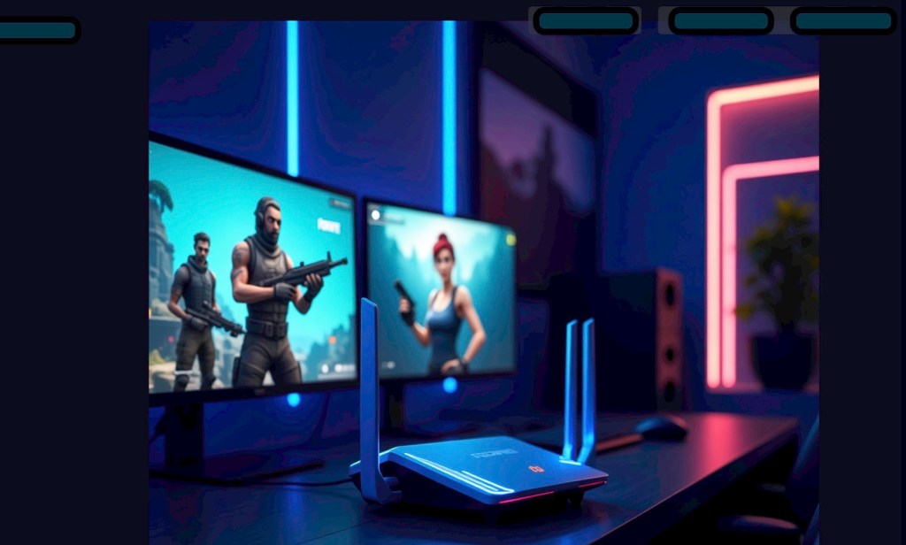 Gaming router setup with fiber internet for low ping Fortnite gameplay
