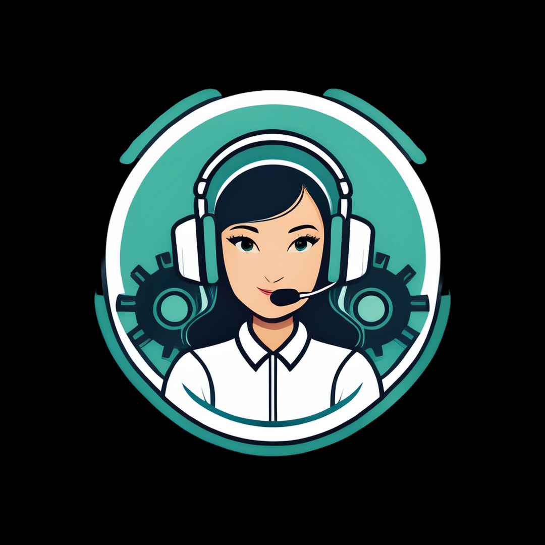 ZeroPing customer support illustration showing friendly female gamer agent with headset and gears, representing low ping gaming help and technical support